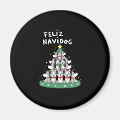 Aimant Feliz Navidog Christmas Dog T-Shirt, Funny Cute Xm (Devant)