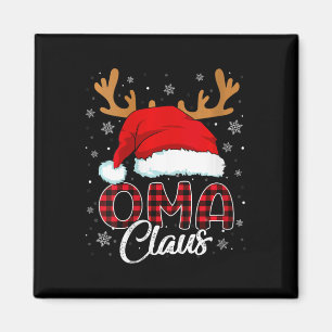 Aimant Femens Oma Claus Santa Hat Reindeer Red Plaid Matc