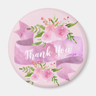 Aimant Féminin Chic Fleur Rose Tendresse Merci