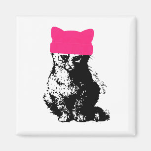 Aimant Feminist Résiste Chat Lady Casquette Rose Rester N
