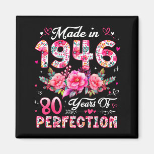 Aimant Femme 80 Ans Fabriquée En 1946 Florale 80e Anniver
