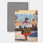 Aimant Femme à Cusco Pérou Voyage (Recto/Verso)