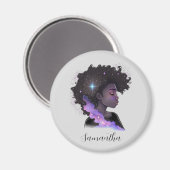 Aimant Femme Afro-étincelante (Recto/Verso)