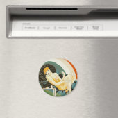 Aimant Femme Art Déco vintage sur canapé, Chompre (In Situ (Lave-vaisselle))