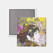 Aimant Femme Art Nouveau (Recto/Verso)