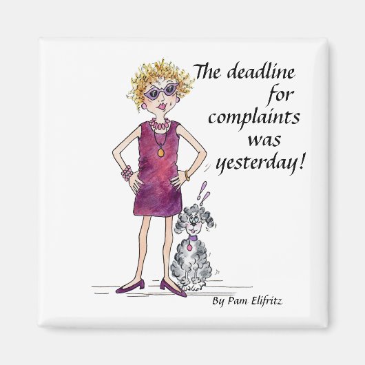 Aimant Femme assertive aquarelle caricature humour (Devant)