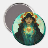 Aimant Femme au coeur brillant Imaginaire Sci-Fi (Recto/Verso)