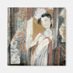 Aimant Femme avec Coiffure Florale