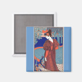 Aimant Femme avec des paons par : Louis John Rhead (Recto/Verso)