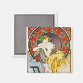 Aimant Femme avec du pavot, Mucha (Recto/Verso)