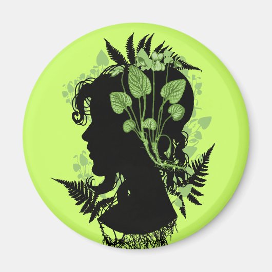 Aimant Femme avec feuilles et vignes (Devant)
