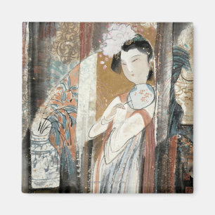 Aimant Femme avec l'épingle à cheveux florale