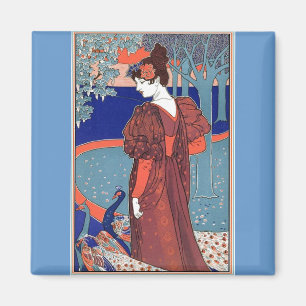 Aimant Femme avec Peacocks par : Louis John Rhead