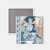 Aimant Femme avec Rose, Mucha (Recto/Verso)