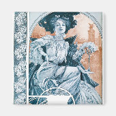 Aimant Femme avec Rose, Mucha (Devant)