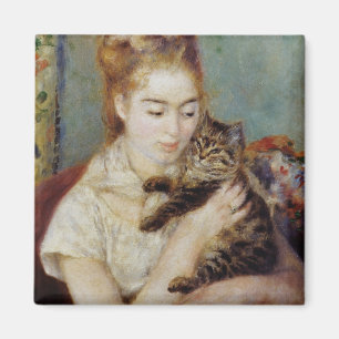 Aimant Femme avec un chat par Pierre-Auguste Renoir