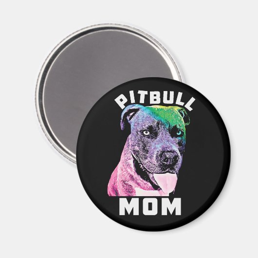 Aimant Femme Bleu Nez Pitbull Maman Pop Art Style Cool (Recto/Verso)