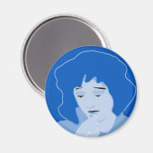 Aimant Femme bleue avale mifepristone (Recto/Verso)