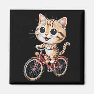 Aimant Femme Chat Mignon à Vélo Kawaii Dessin Animé