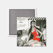 Aimant Femme chaude rouge (Recto/Verso)