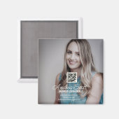 Aimant Femme chef d'entreprise ajouter nom photo q r code (Recto/Verso)