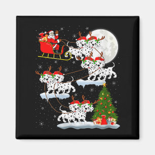 Aimant Femme Dalmatien Chien Père Noël Traîneau Volant Dr
