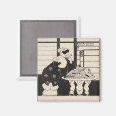 Aimant Femme dans une librairie, design pour un co-propri (Recto/Verso)