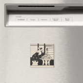 Aimant Femme dans une librairie, design pour un co-propri (In Situ (Lave-vaisselle))