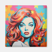 Aimant Femme d'art pop coloré (Devant)