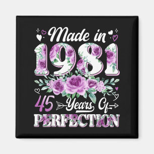 Aimant femme de 45 ans faite en 1981 florale 45e annivers