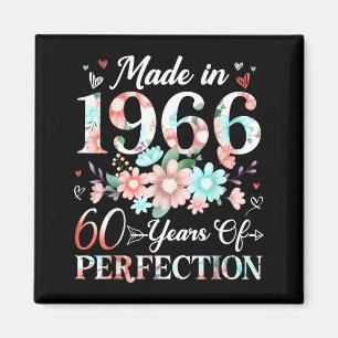 Aimant femme de 60 ans fabriquée en 1966 florale 60e anni