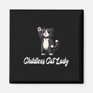 Aimant Femme de chat sans enfant -tuxedo Chat de levage P