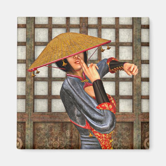 Aimant Femme de combat asiatique (Devant)