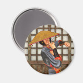 Aimant Femme de combat asiatique (Recto/Verso)