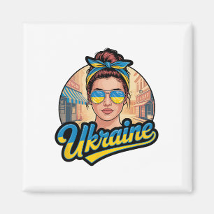 Aimant Femme de style rétro ukrainien Graphique Fierté cu