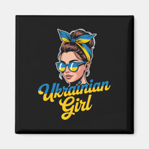 Aimant Femme de style rétro ukrainien Graphisme Fierté cu
