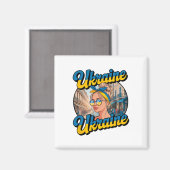 Aimant Femme de style rétro ukrainien Graphisme Fierté cu (Recto/Verso)