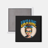 Aimant Femme de style rétro ukrainien Graphisme Fierté cu (Recto/Verso)