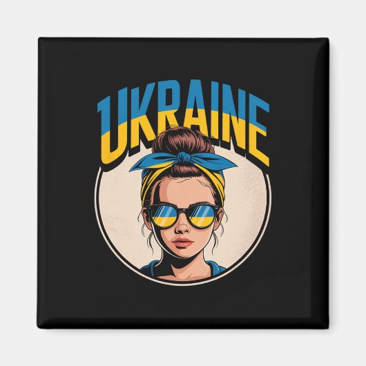 Aimant Femme de style rétro ukrainien Graphisme Fierté cu (Devant)