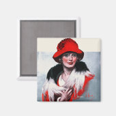 Aimant Femme en Casquette rouge (Recto/Verso)