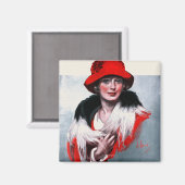 Aimant Femme en Casquette rouge (Recto/Verso)