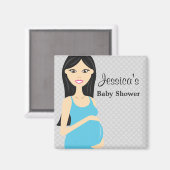 Aimant Femme Enceinte Mignonne En Baby shower Robe Bleue (Recto/Verso)