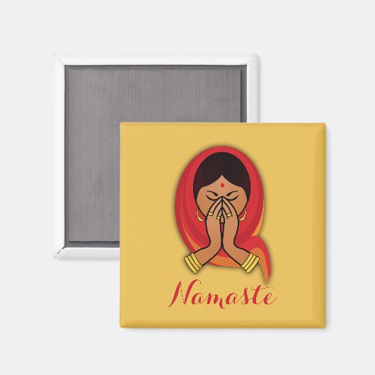 Aimant Femme hindoue avec foulard sur la tête dans un sal (Recto/Verso)