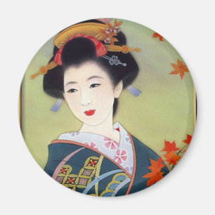 Aimant Femme japonaise dans le kimono bleu