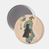 Aimant Femme japonaise Kimono : Ukiyo-e Woodblock Imprime (Recto/Verso)