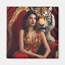 Femme majestueuse avec tigre | Mur de force de lux