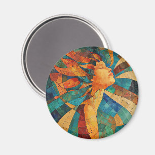 Aimant Femme mosaïque abstraite colorée vibrante