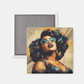 Aimant Femme noire : Artistérie cubiste (Recto/Verso)