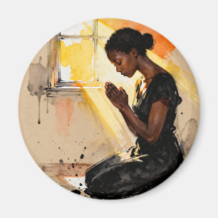Aimant Femme noire priant   Art abstrait à l'impaasto