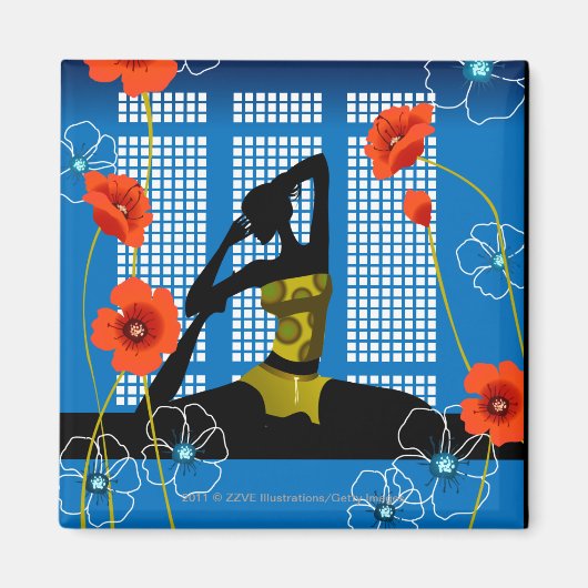 Aimant Femme pratiquant le yoga (Devant)